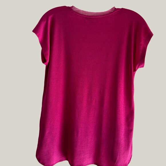 Bar III Women's Polyester Spandex Pink V-Neck Short Sleeve Top Size XS - Picture 2 of 5